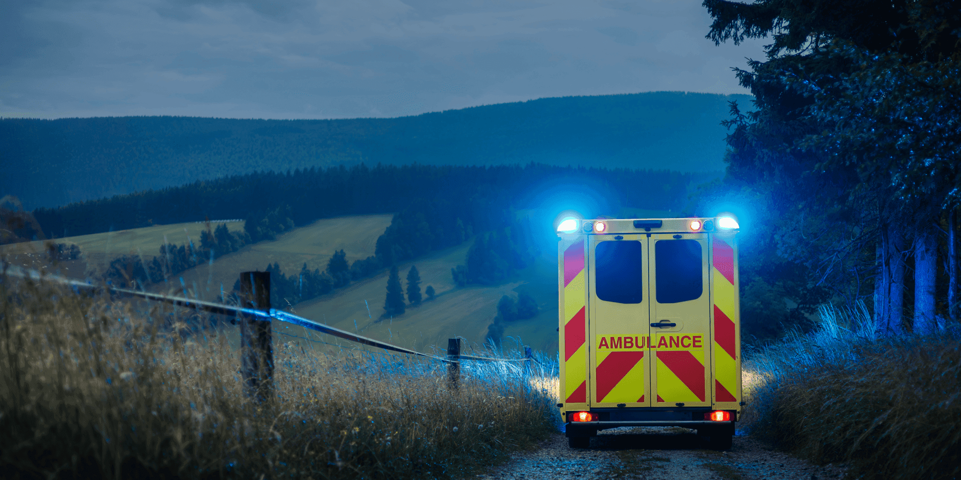 UK ambulance responding on an evening call