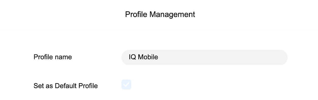 Huawei B535 Profile Management dialog — Profile name set to IQ Mobile, Set as Default Profile checked