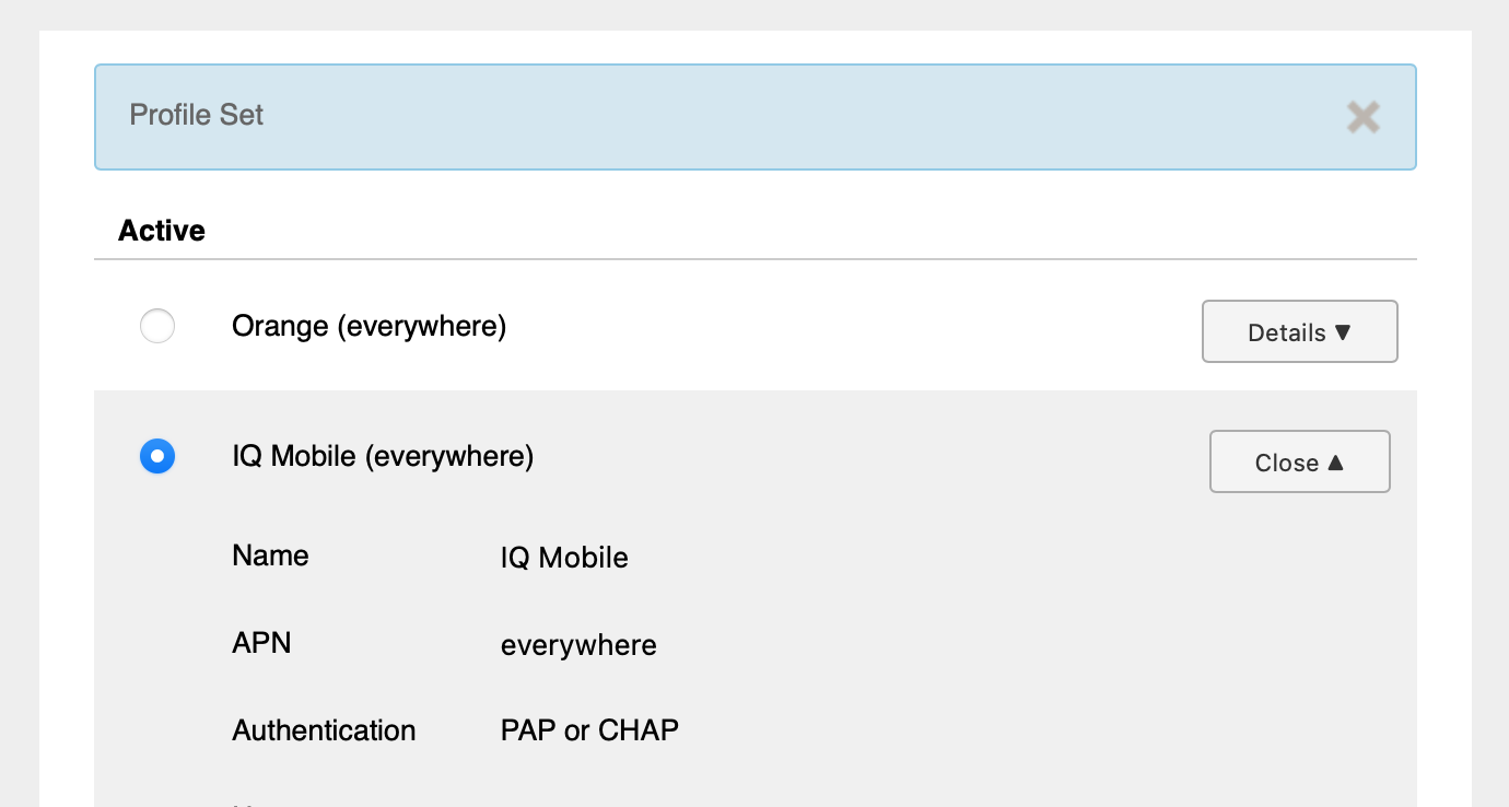 Additional APN settings