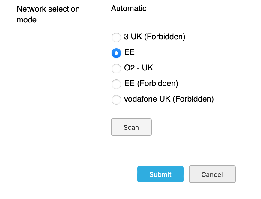 Network selection after scan