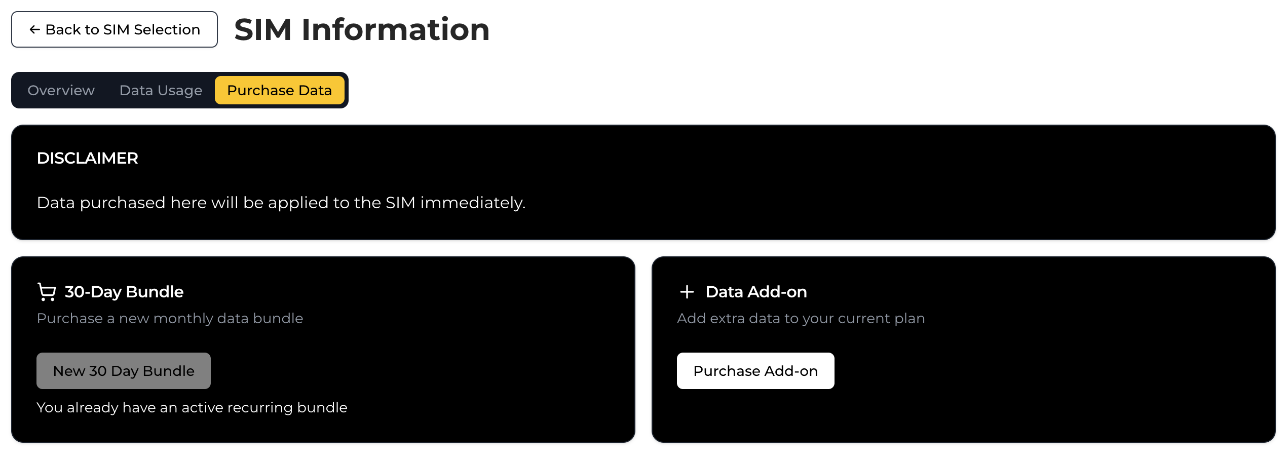 Add-ons available when bundle is active