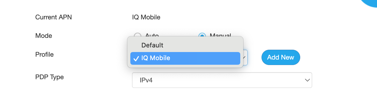 Manual APN profile creation