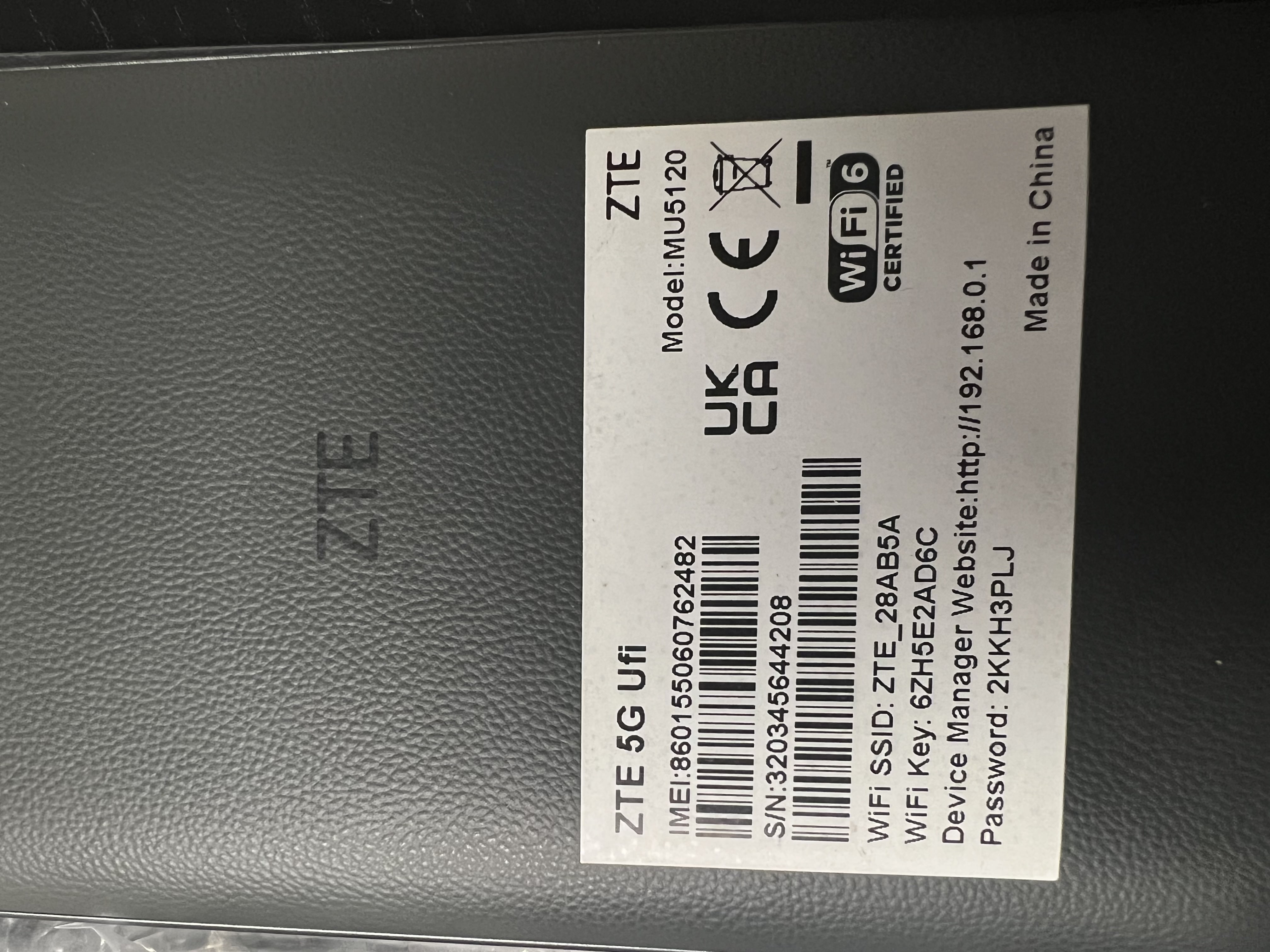 ZTE MU5120 power button location