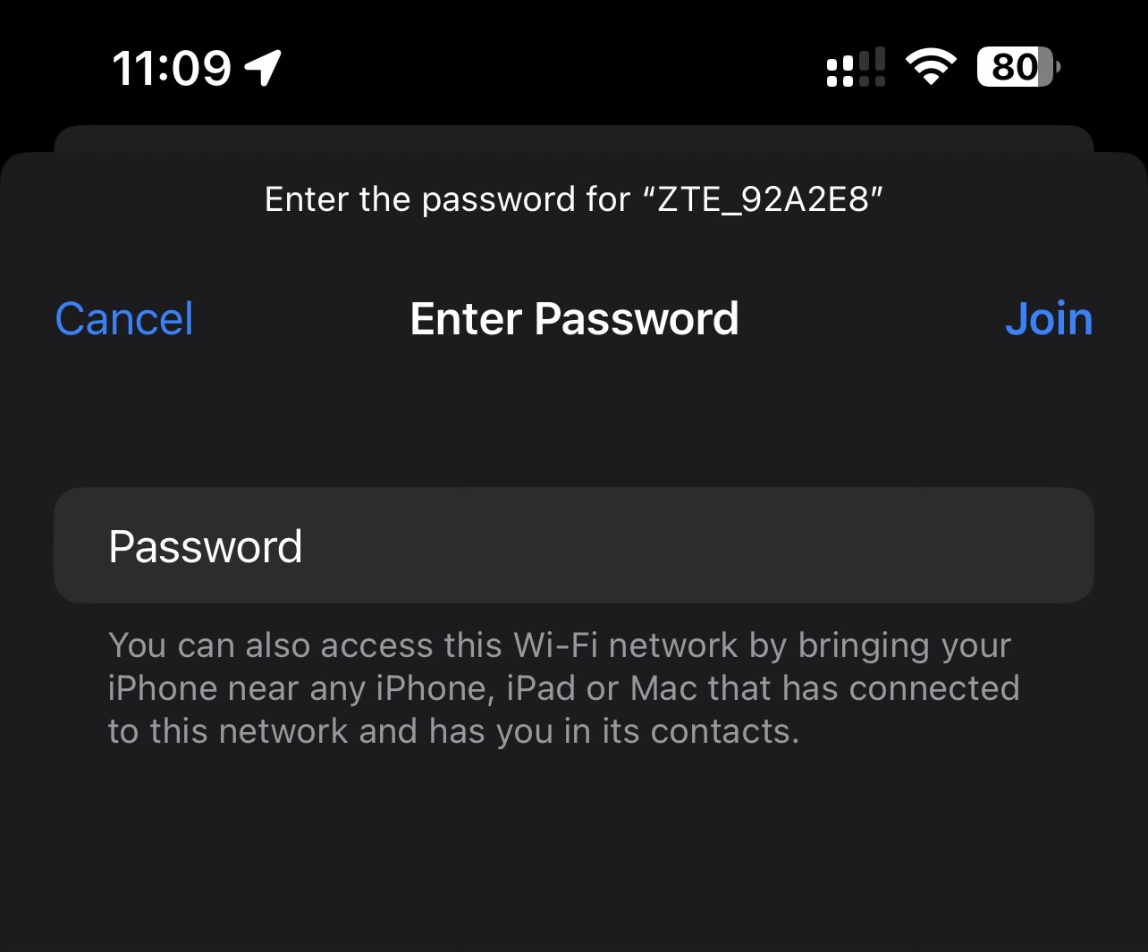 iPhone WiFi network selection