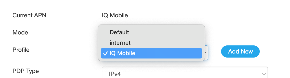 APN profile selection and configuration completion